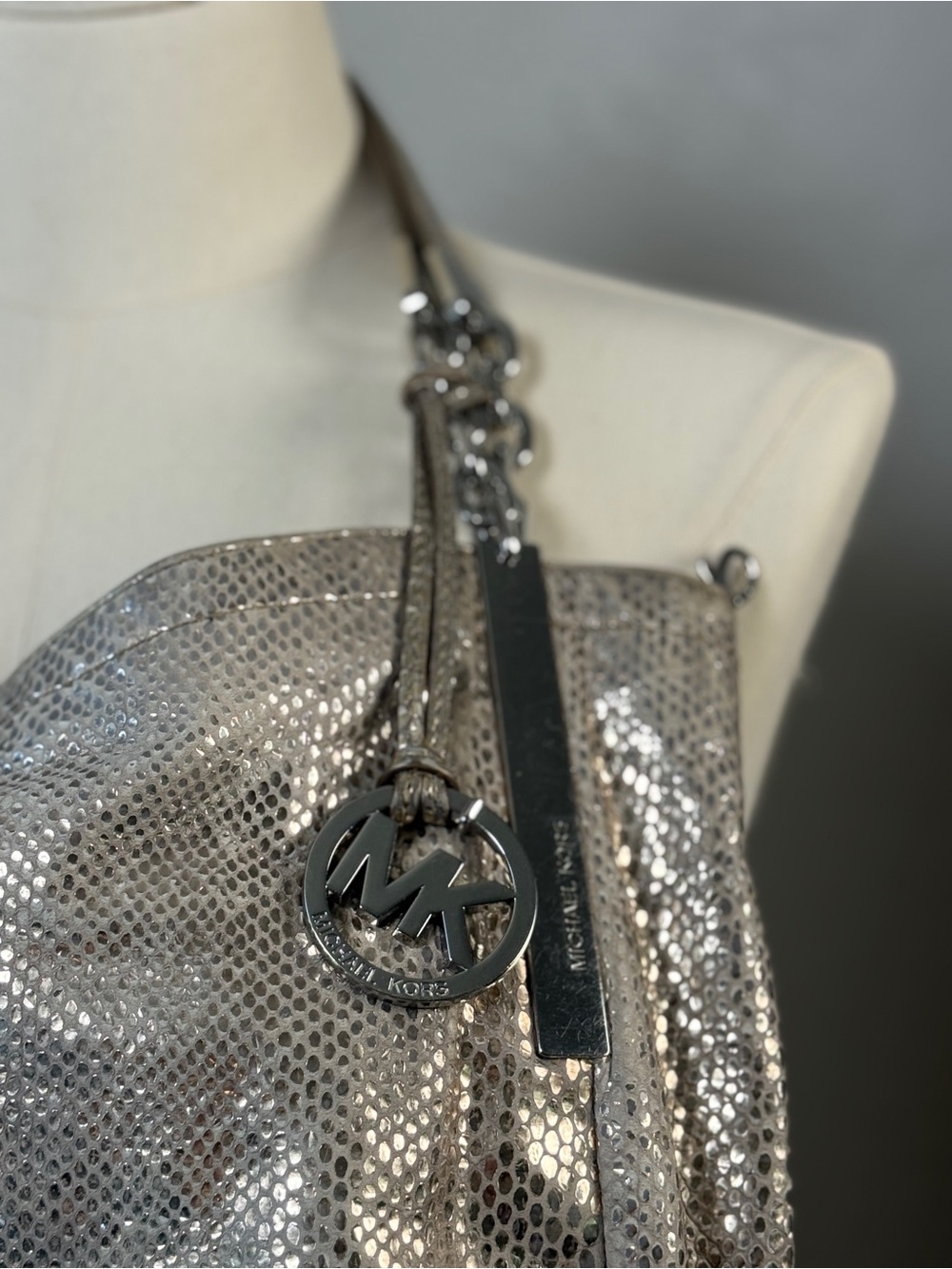 Michael Kors Metallic Silver Shoulder Hobo Bag - Picture 2 of 9